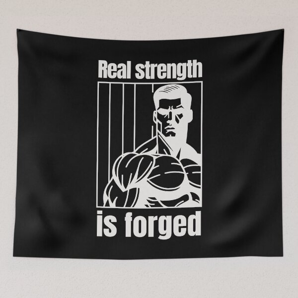 Item preview, Real strength is forged - muscular silhouette white designed and sold by Weknes.