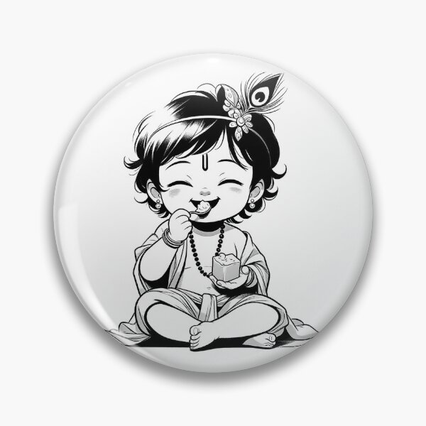 Item preview, Cute Krishna Hand Drawing designed and sold by joiedesing.