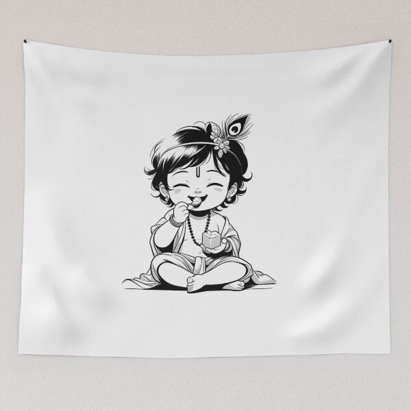 Item preview, Cute Krishna Hand Drawing designed and sold by joiedesing.