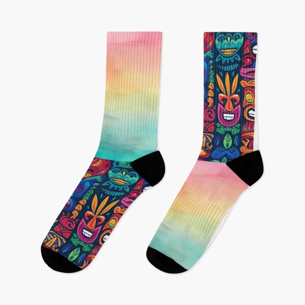 Item preview, Colorful Tiki Mask With Watercolor Sky Pattern designed and sold by Printhubs123.