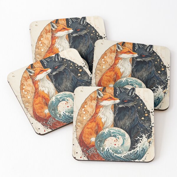 Item preview, Traditional Japanese fox ukiyo-e watercolor designed and sold by kawaiicaffe.