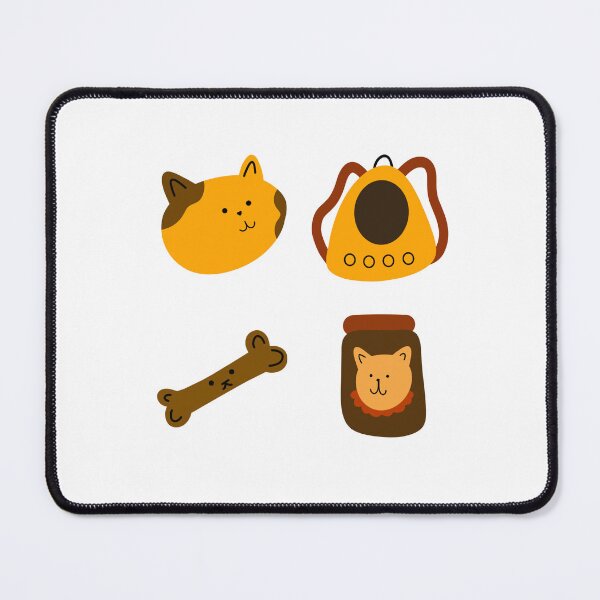 Item preview, Cheerful Pet Essentials: Cartoon Cat, Carrier Backpack, and Treats | White Background designed and sold by RM-Journey.
