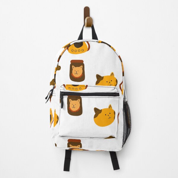 Item preview, Cheerful Pet Essentials: Cartoon Cat, Carrier Backpack, and Treats | White Background designed and sold by RM-Journey.