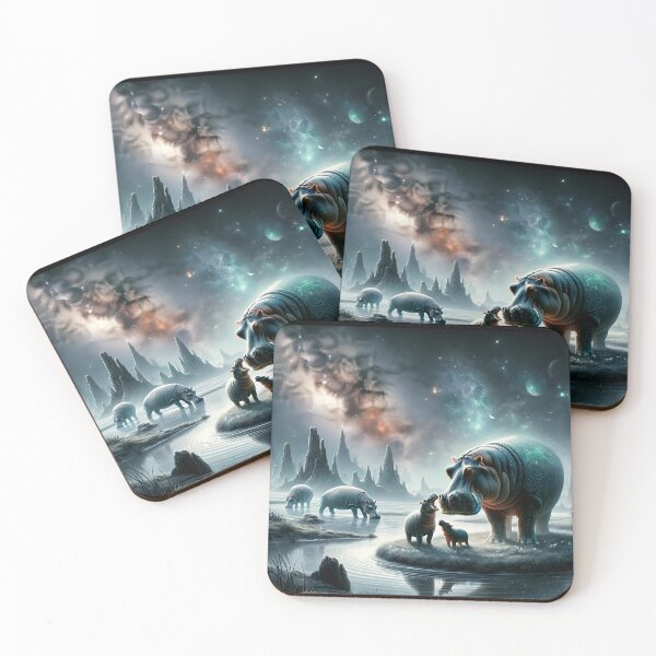 Item preview, Mother Hippo: Nurturing Love Under Moonlight designed and sold by 0penvimark.