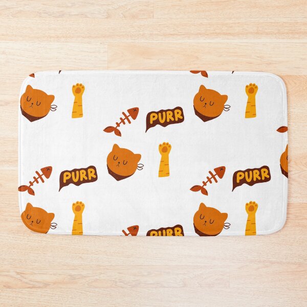 Item preview, Feline Fun: Sleepy Cat, Fishbone, and ‘PURR’ Text Illustration | White Background  designed and sold by RM-Journey.