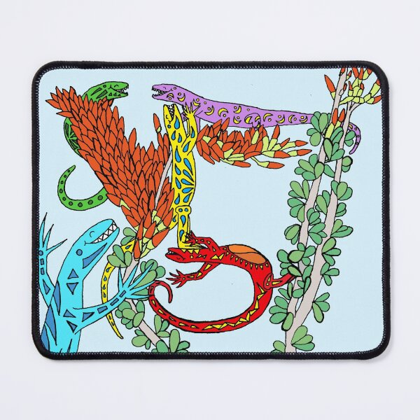 Item preview, Five Colorful Lizards Celebrating on Ocotillo designed and sold by JoyousArt4u.