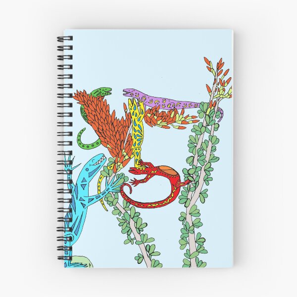 Item preview, Five Colorful Lizards Celebrating on Ocotillo designed and sold by JoyousArt4u.