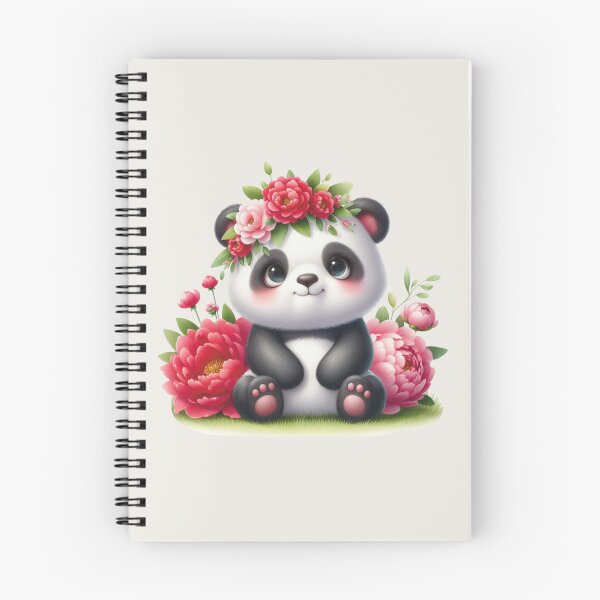 Artikelvorschau, Niedlicher Aquarell-Panda mit Blumen entworfen und verkauft von Lisetta Collection.