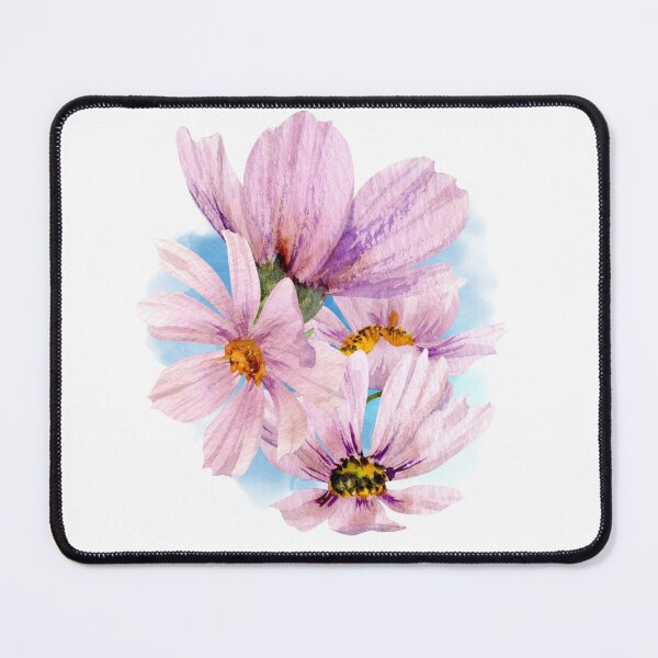 Item preview, Watercolor Purple Aster flowers in Blue Background designed and sold by luckyhue.