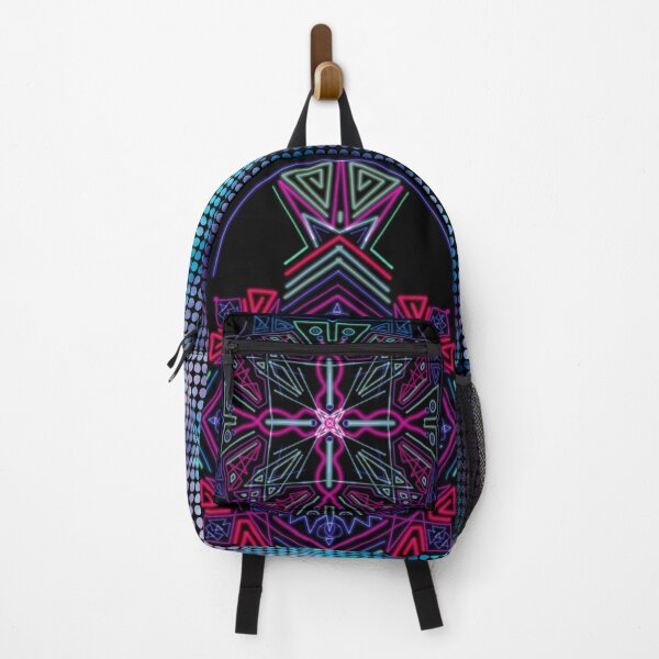 Artikelvorschau, Aztec, Mandala, Cyberpunk Backpack, Neon Colours entworfen und verkauft von ByteMode.