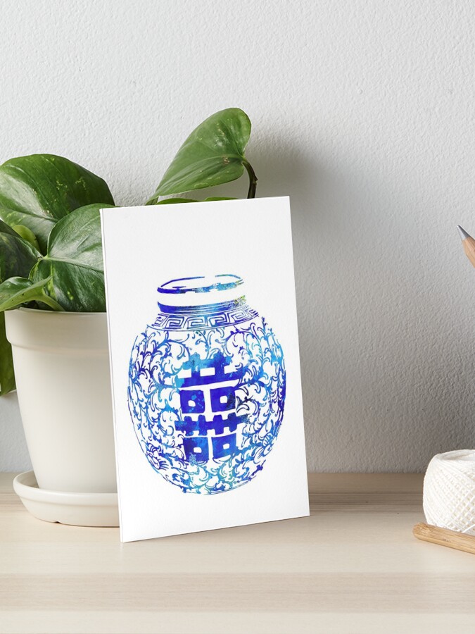 ming vase double happiness blue and white china vase watercolor ginger jar p=gallery board