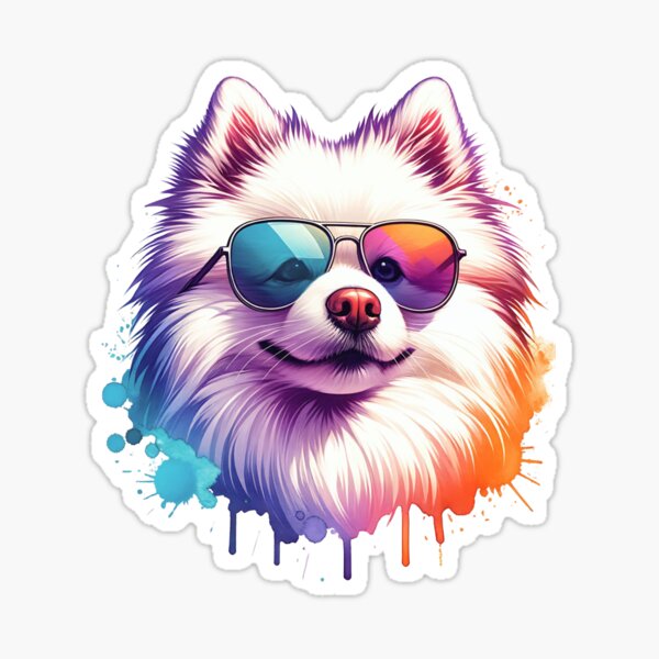 Item preview, Watercolor American Eskimo Dog Wearing Sunglasses designed and sold by TheAnimalZ00.