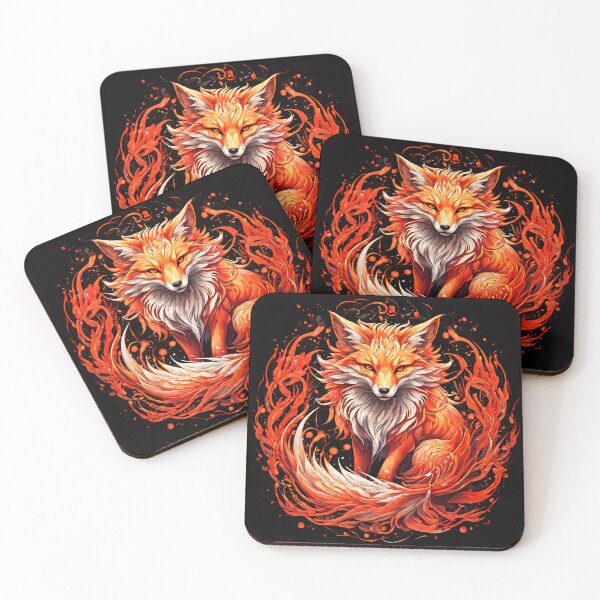 Item preview, 9 tailed fox in traditional Japanese art style. designed and sold by kawaiicaffe.