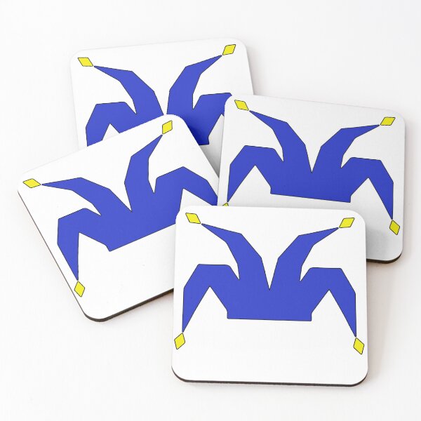 Item preview, Blue Poligonal Jester hat with golden bells and black outline designed and sold by shennix.
