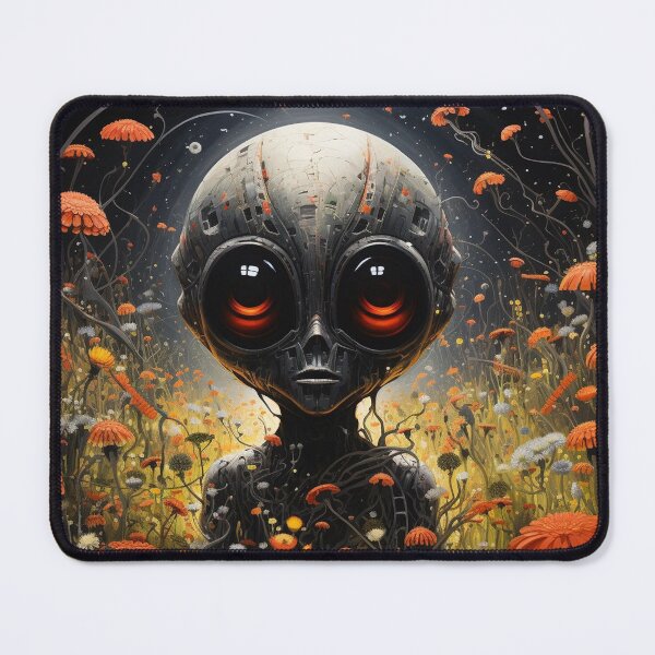 Item preview, Cute Alien In a Flower Garden Sci Fi Surrealism designed and sold by IzabellaBlue.