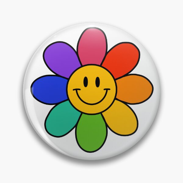 Item preview, Smiley Face Rainbow Flower designed and sold by pinkelephantds.