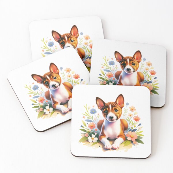 Item preview, Basenji Puppy Flowers designed and sold by TheAnimalZ00.