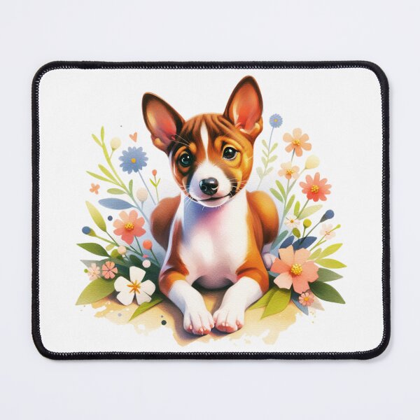 Item preview, Basenji Puppy Flowers designed and sold by TheAnimalZ00.