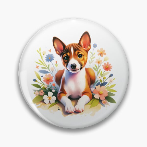 Item preview, Basenji Puppy Flowers designed and sold by TheAnimalZ00.