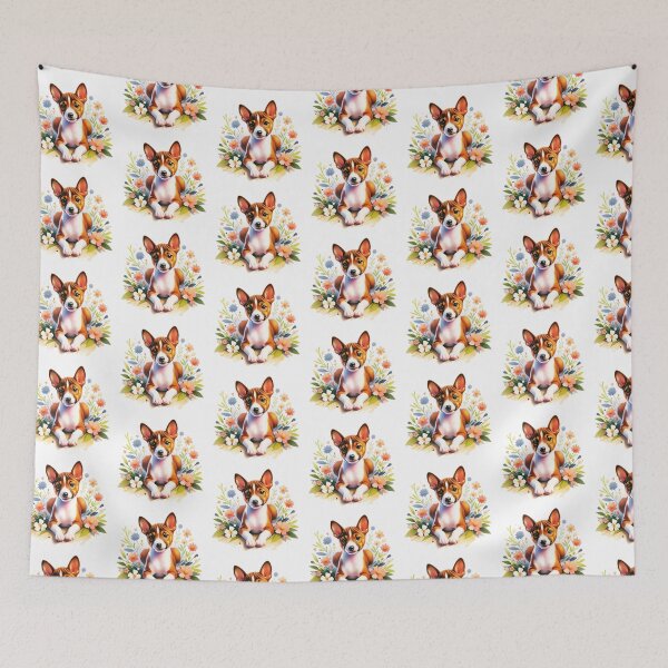 Item preview, Basenji Puppy Flowers designed and sold by TheAnimalZ00.