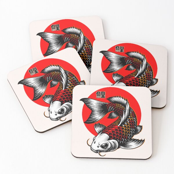 Item preview, Japanese Koi Fish Beautiful Vintage Art Gift - White designed and sold by InkyGenies.