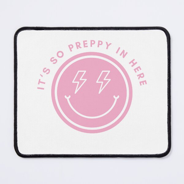Item preview, It’s so preppy in here pink smiley face with lightning bolt eyes designed and sold by Kaleikaydesign.