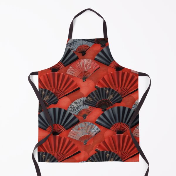 Aperçu de l'œuvre Éventails orientaux imprimés en rouge et noir créée et vendue par PrettyPinkSkies.