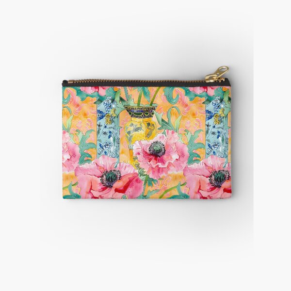 Item preview, Pink poppies in ginger jars on yellow designed and sold by SophieClimaArt.