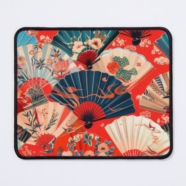 Item preview, Colourful abstract oriental fans print designed and sold by PrettyPinkSkies.