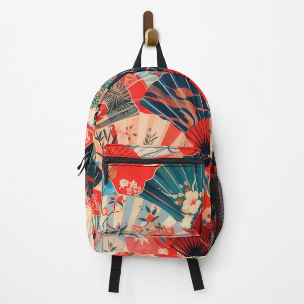 Item preview, Colourful abstract oriental fans print designed and sold by PrettyPinkSkies.