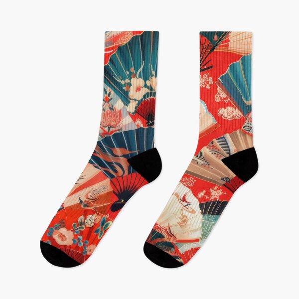 Item preview, Colourful abstract oriental fans print designed and sold by PrettyPinkSkies.