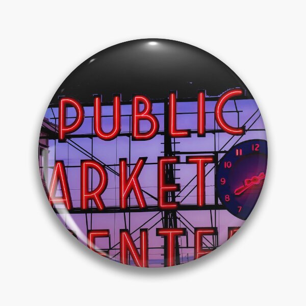 Item preview, Seattle Public Market Pike Place At Night Sticker designed and sold by RainCitySticker.