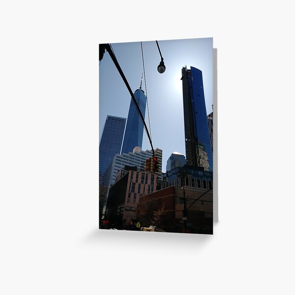 #Building, #Skyscraper, #New #York, #Manhattan, #Street, #Pedestrians, #Cars, #Towers, #NewYork, #NewYorkCity Greeting Card