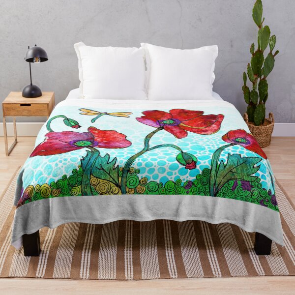Item preview, Red In The Garden Hand Drawn Poppies Flower Art designed and sold by Sharon Cummings Art.