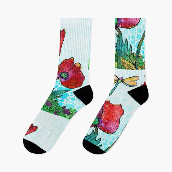 Item preview, Red In The Garden Hand Drawn Poppies Flower Art designed and sold by Sharon Cummings Art.