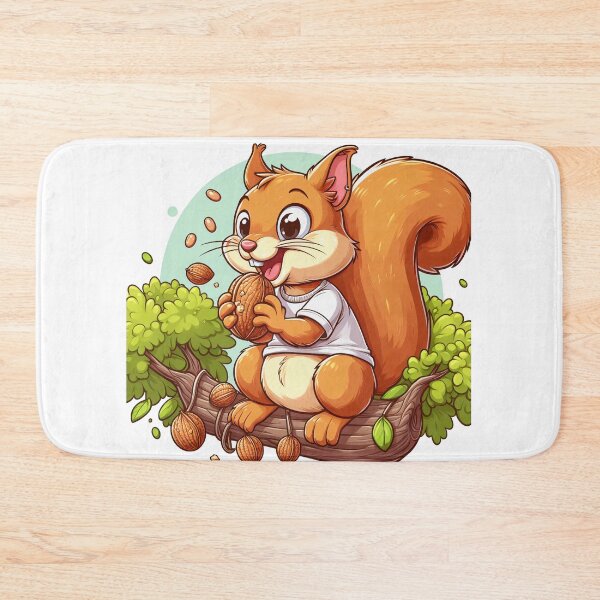 Item preview, cartoon of a squirrel wearing a t-shirt eating nuts on a tree  designed and sold by MzulhilmiZam.