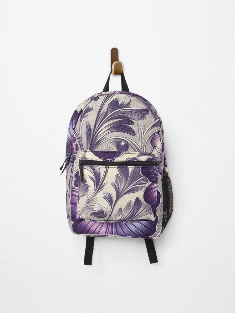 Thumbnail 1 of 3, Backpack, Purple Floral Pattern designed and sold by GraphicsClub.