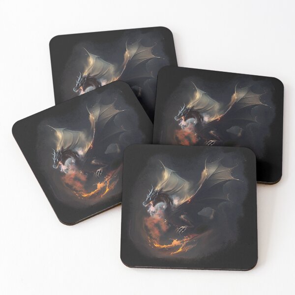 Item preview, Fantasy flying dragon with fire and smoke highlights designed and sold by ArtOfEalaine.