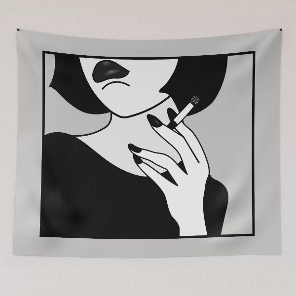 Item preview, Smoking Women Portrait designed and sold by CatByDesign.