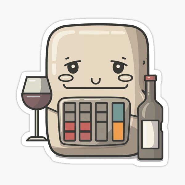 Wine cooler character with wine glass, bottle, at a wine event Sticker