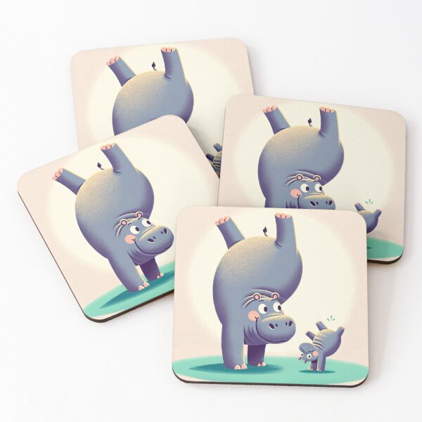 Item preview, A family of hippos is doing a handstand designed and sold by masaru-sato.
