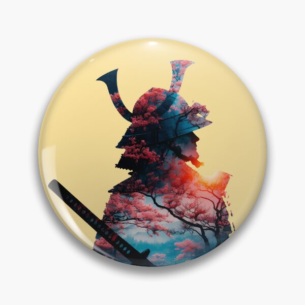 Item preview, Samurai in double exposure with cherry trees at sunset designed and sold by AD-Digital-Art.