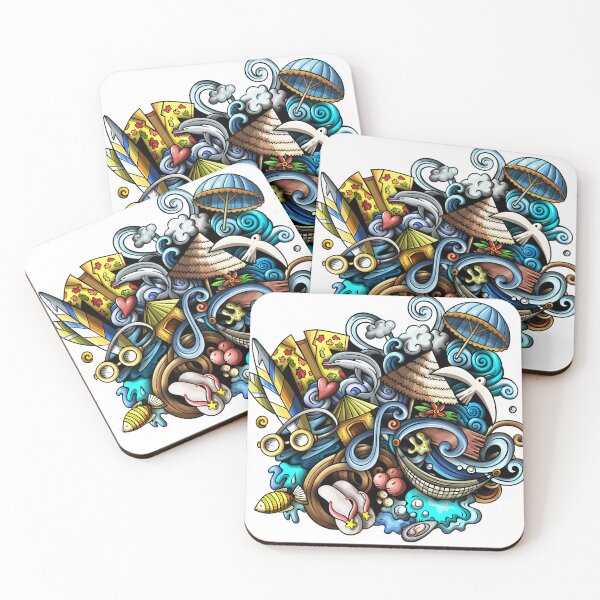 Item preview, Summer Surf Waves Sticker Bomb Style Graphic designed and sold by socialarmour.