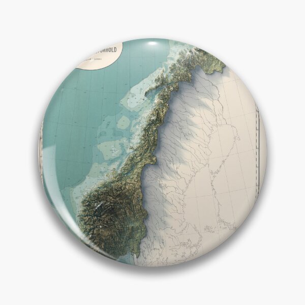 Item preview, 1900 Norway Shaded Relief 3D Map digitally-rendered designed and sold by ThinkAboutMaps.