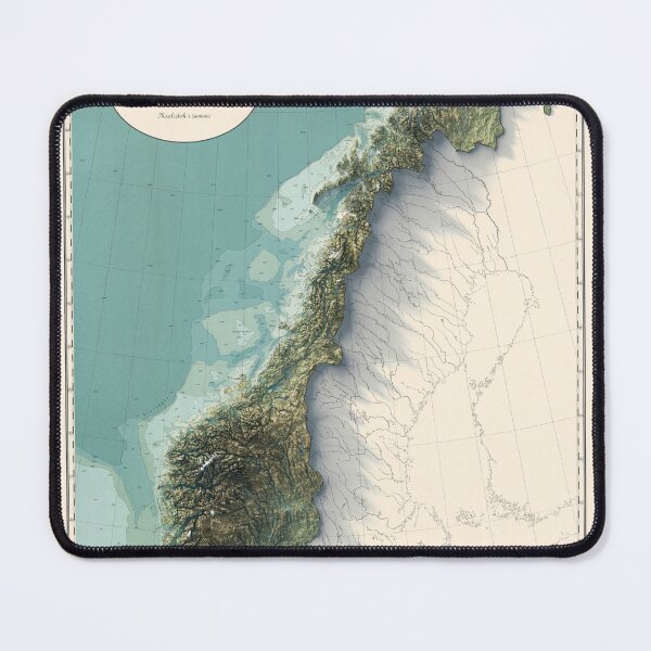 Item preview, 1900 Norway Shaded Relief 3D Map digitally-rendered designed and sold by ThinkAboutMaps.