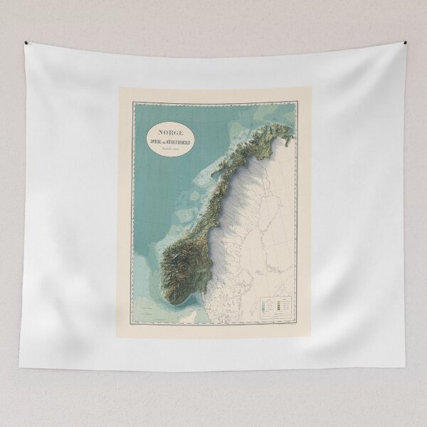 Item preview, 1900 Norway Shaded Relief 3D Map digitally-rendered designed and sold by ThinkAboutMaps.