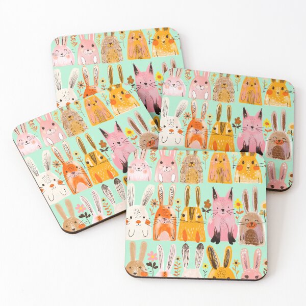 Item preview, One pink fox and all of the bunnies designed and sold by Artlizzard.