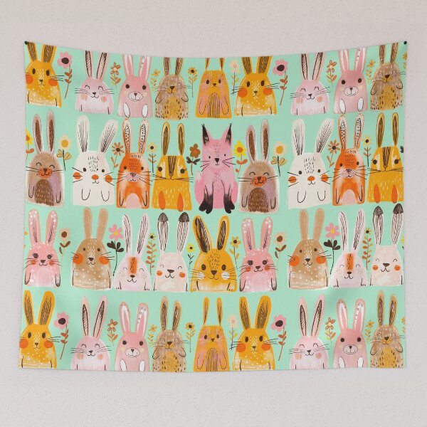 Item preview, One pink fox and all of the bunnies designed and sold by Artlizzard.