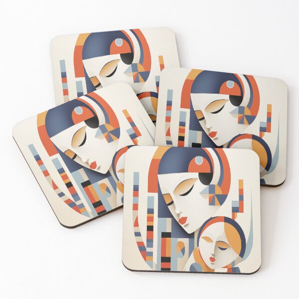 Item preview, Serene Mother and Child Silhouette - Harmonious Bauhaus Geometric Artwork designed and sold by monetdesignsred.