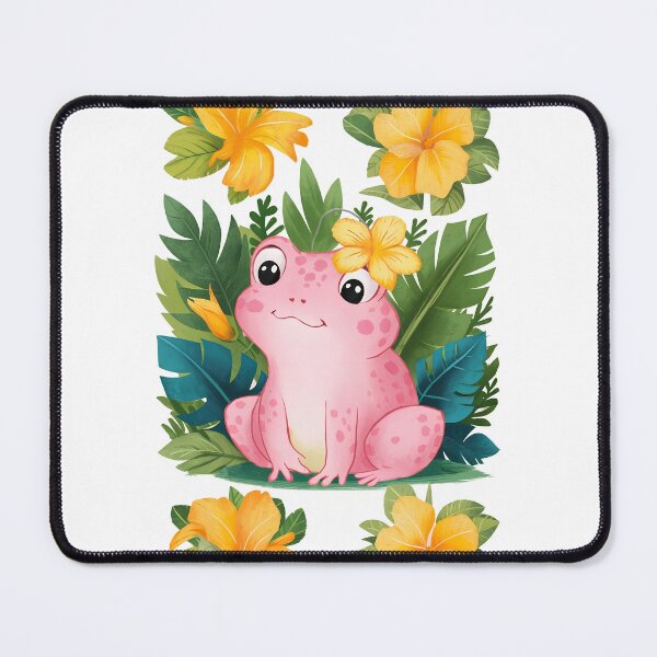 Item preview, adorable Pink frog sitting among a vibrant flowers designed and sold by 90's Misaki.